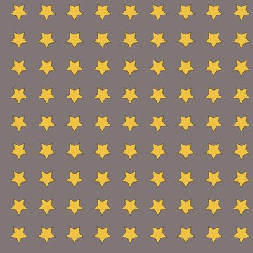 Seamless pattern of repeating yellow stars icon on a solid grey background. Minimalist geometric vector illustration background. (117 characters)