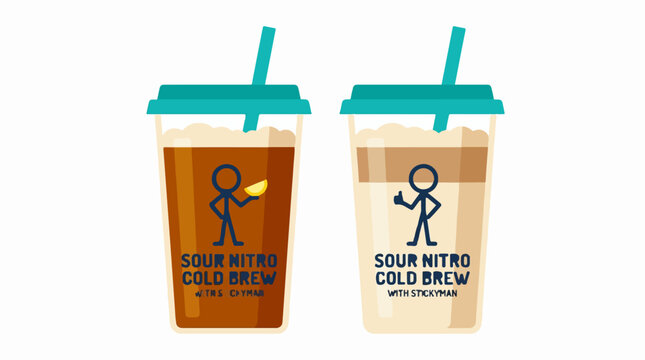 Two plastic cups of nitro cold brew iced coffee