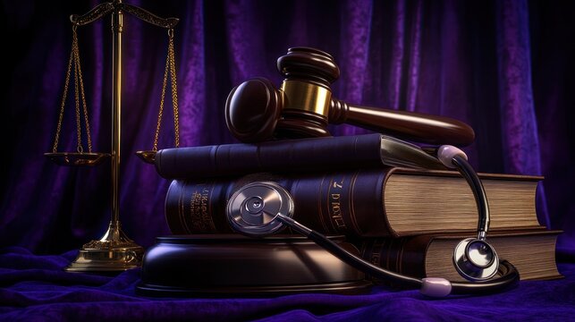 Legal medical background; justice and healthcare; legal proceedings;  stock photo