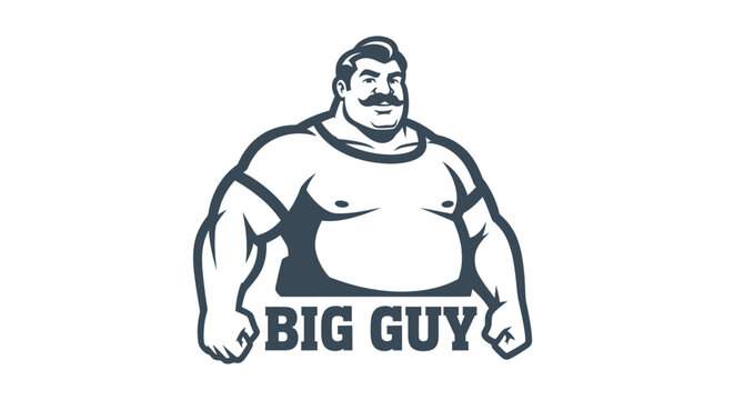 Muscular man with mustache mascot logo illustration