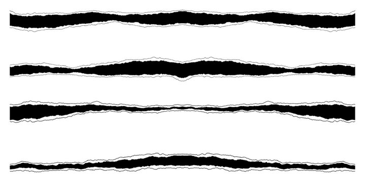 Torn paper edges set with jagged ripped borders in minimalist silhouette style