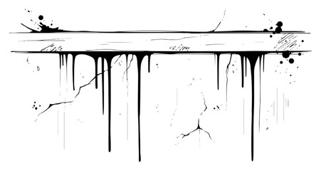 Dripping black ink on cracked wall texture in minimalist grunge style © Tomas