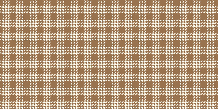 Seamless brown and cream houndstooth plaid pattern with diagonal woven effect, classic geometric textile background inspired by vintage tailoring fabric for fashion and elegant decor