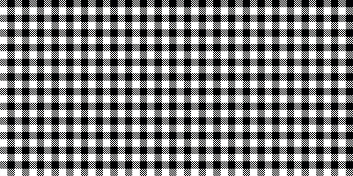Seamless black and white buffalo check pattern with diagonal stripe texture forms stylish geometric background for textile fashion wallpaper wrapping paper and contemporary surface design