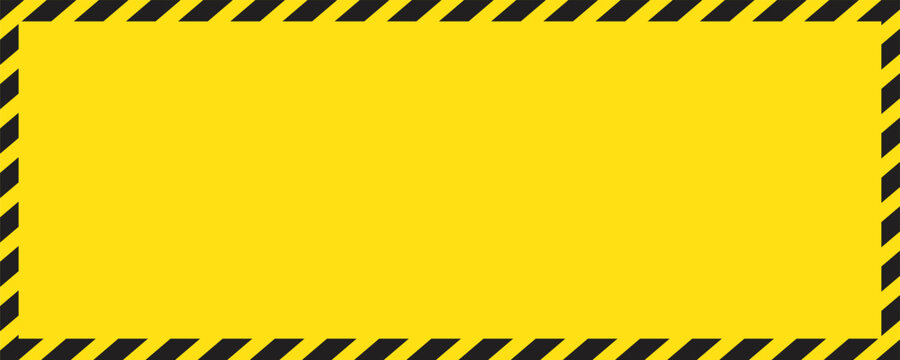 Set of caution tapes with black and yellow diagonal slashes or chevron print. Warning borders in construction work zone or crime scene. Danger, attention or forbidden signs. Vector flat illustration.