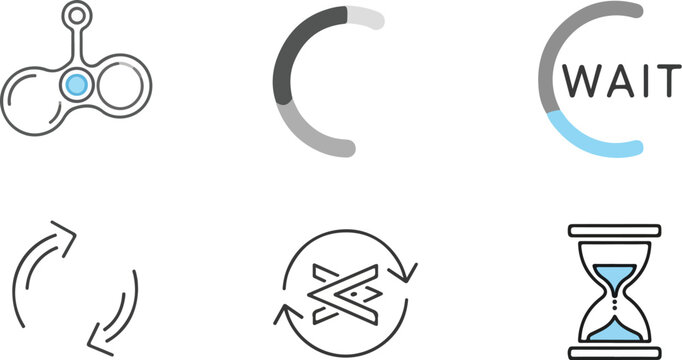 Fidget spinner and loading wait screen interface elements