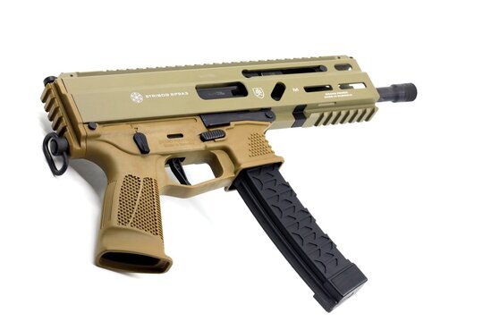 Submachine gun by Grand Power s.r.o. military defense manufacturer in Slovakia. The firearm is used by various military and law enforcement agencies throughout the world.