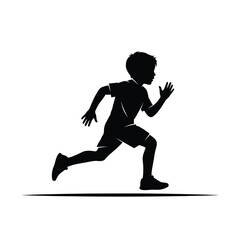 Obraz premium The silhouette of a young boy running with his arms outstretched.