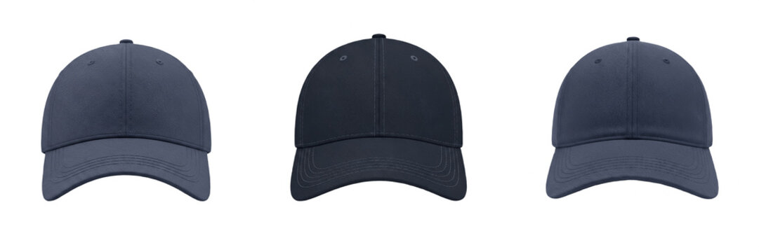 Navy Blue Baseball Cap PNG Bundle, Blank Dark Blue Snapback Hat Clipart, Front View Sport Cap Template, Isolated Classic Apparel Mockup Asset, Adjustable Cotton Dad Hat Set for Clothing Brand and Merc
