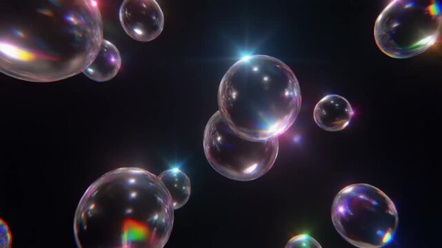 Stunning Cinematic Background of Multiple Translucent 3D Glass Spheres of Various Sizes Floating