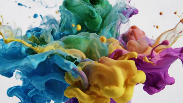 Fluid Dynamics Simulation Of Colorful Ink Splashing To A Slow Lo Fi Hip Hop Beat