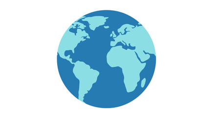 Fototapeta premium Minimalist Blue Earth Globe Icon Vector Illustration
