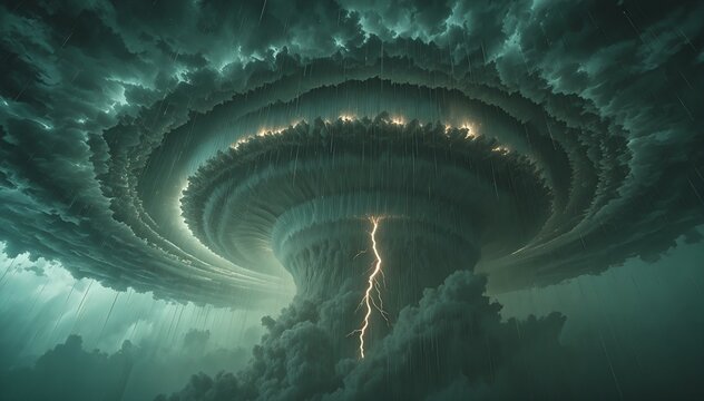 Inside Hurricane Rainband Outer Band Wall Cloud Dark Spiral Atmospheric
