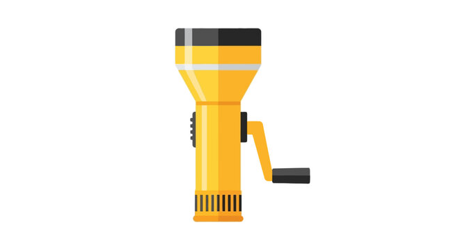 Manual yellow grain mill with wooden handle crank.