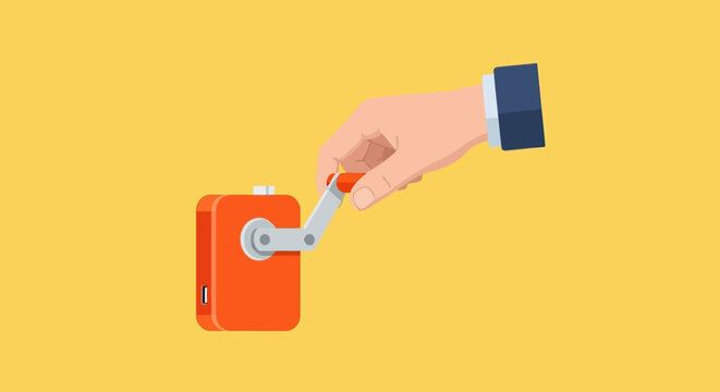 Hand inserting battery into portable electronic device illustration.