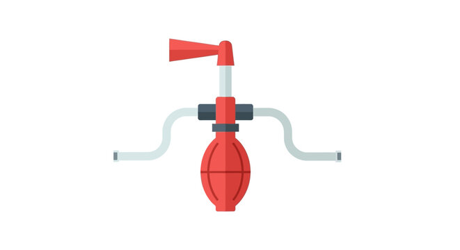 Red hand pump with flexible tubes and valve system.