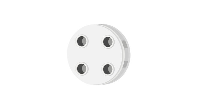 White plastic circular component with four screw holes.