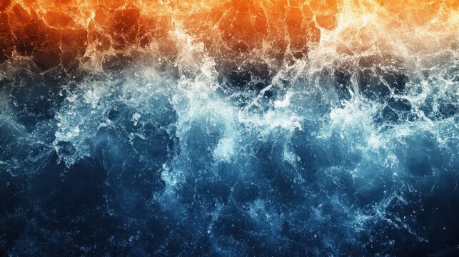 Abstract view of glacier melting and ice breaking away into the ocean, showing dramatic climate change effects.