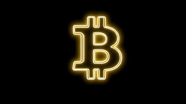 Glowing neon bitcoin symbol displayed against a deep black background representing the future of digital currency financial technology investment and decentralized online global banking systems&nbsp;