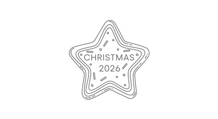 Christmas Star Cookie Outline with Text - Season's Greetings 2026 © Arto