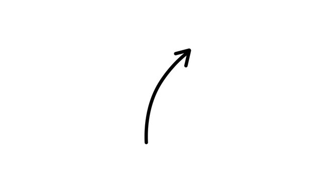Up arrow animation transparent background, hand drawn thin line arrow, 4k video