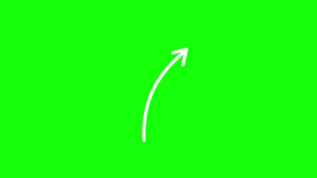 hand drawn thin arrow animation, green background, 4k video