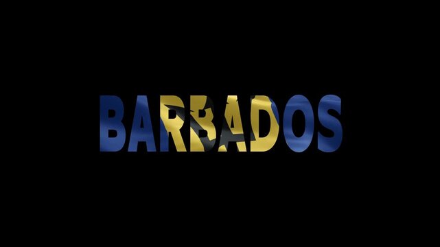 Vibrant Glowing Barbados Text on Dark Background with Tropical Island Theme