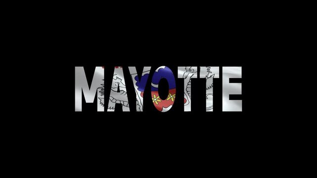 Vibrant Glowing Map of Mayotte Island with Neon Flag Colors on Dark Background