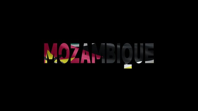 Neon Mozambique Country Name Sign on Dark Glowing Background with Vibrant Gradient Colors
