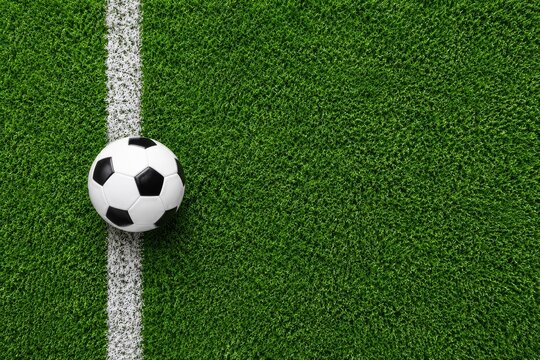 Soccer Ball on Artificial Turf &ndash; Top View Sports Background
