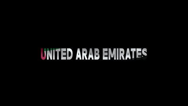 Modern UAE Country Name Typography on Dark Gradient Background with Middle Eastern Theme