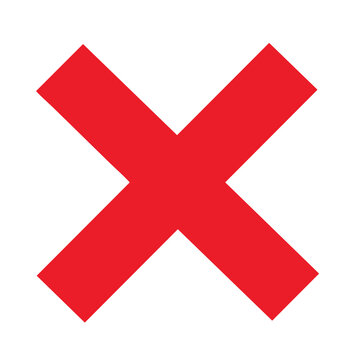 Red X mark symbol on a white background.