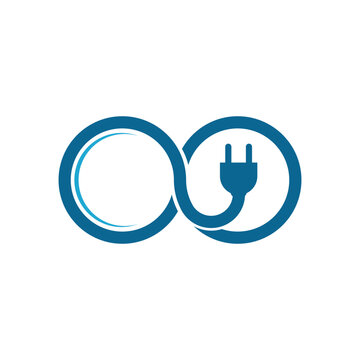 electric infinity power logo design. extension cord logo