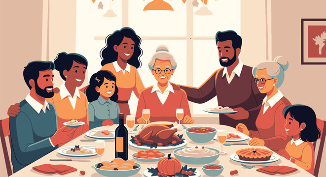 Family Gathering Around Dinner Table Together 25.