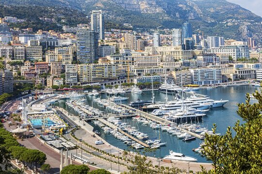The port of Monte-Carlo, Provence-Alpes-Cote dAzur, South of France, View from the Principality of Monaco