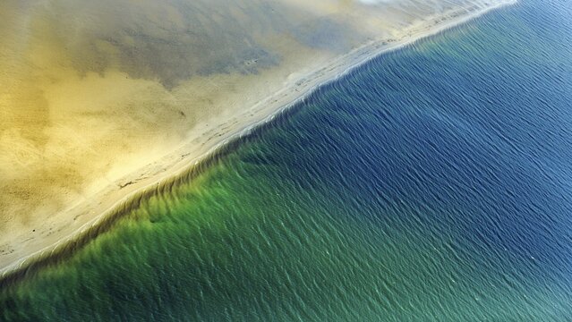 Sandbank off the island of F&ouml;hr, sunlight, aerial view, Schleswig-Holstein Wadden Sea National Park, North Sea, Germany