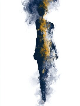 A watercolor artwork shows a woman navigating darkness and light, symbolizing PMDD awareness with strength and dignity.