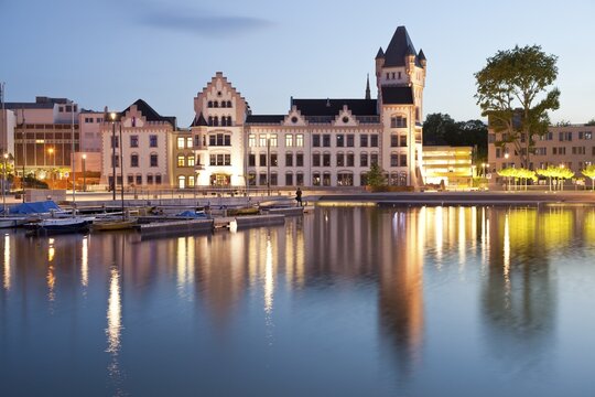 Castle H&ouml;rder Burg and the newly created Phoenix-See Lake, Dortmund, North Rhine-Westphalia, Germany
