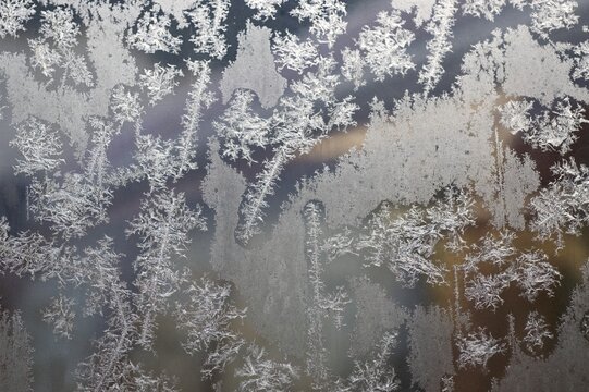 Ice crystals at glass pane
