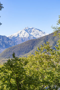 Maule Region, Chile - May 9, 2026: Volcano, Nevado de Longavi, seen from the La Balsa sector, Parral commune.