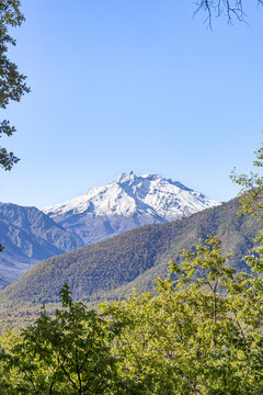 Maule Region, Chile - May 9, 2026: Volcano, Nevado de Longavi, seen from the La Balsa sector, Parral commune.