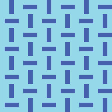 Seamless pattern designed from alternating horizontal and vertical blue rectangles on a pale blue background background