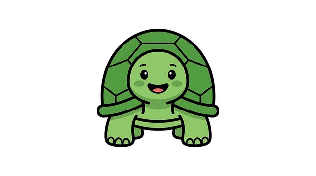 Smiling cartoon turtle character.