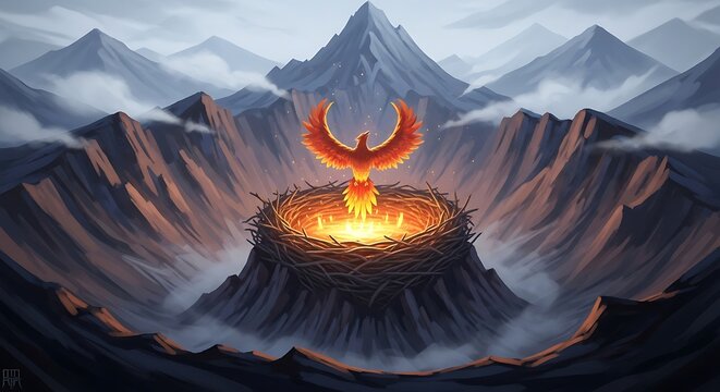 Majestic volcanic eruption at dusk with glowing lava.