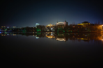 Fototapeta premium Huifa River Wetland Park in Meihekou, Jilin Province, China – Urban Ecological Restoration Project with Wetlands, Flood Control and Riverside Landscape Infrastructure – April 1, 2026