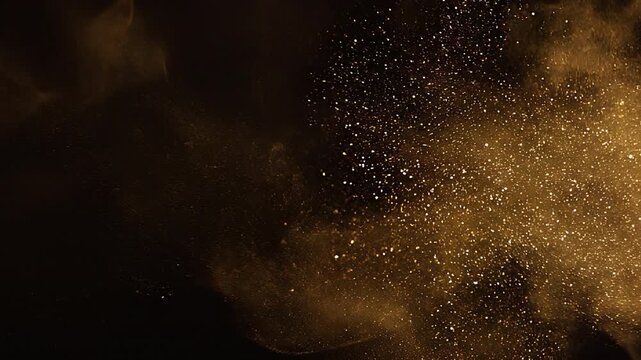 Glowing Golden Magic Smoke Ribbon VFX Animation on Black Background