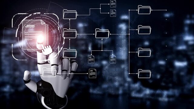 AI organizing file directory structure, streamlining folder management, arranging document paths, and automating digital hierarchy operations. Marrow