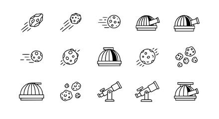Space Icons: Meteors, Asteroids, Telescopes, and Observatories © Janganan