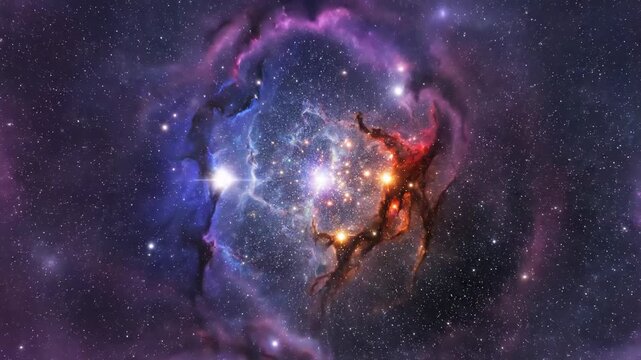 Colorful nebula in deep space with glowing stars and cosmic dust clouds, astronomy and science background, outer space exploration