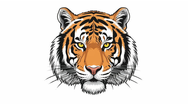 Tiger Head Illustration with Detailed Facial Features.